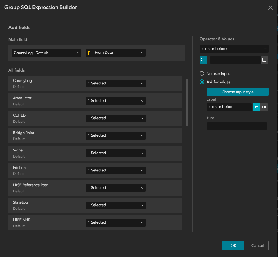 Use the Group SQL Expression Builder to build an expression that includes the is on or before operator Use the Group SQL Expression Builder to build an expression that includes the is on or before operator